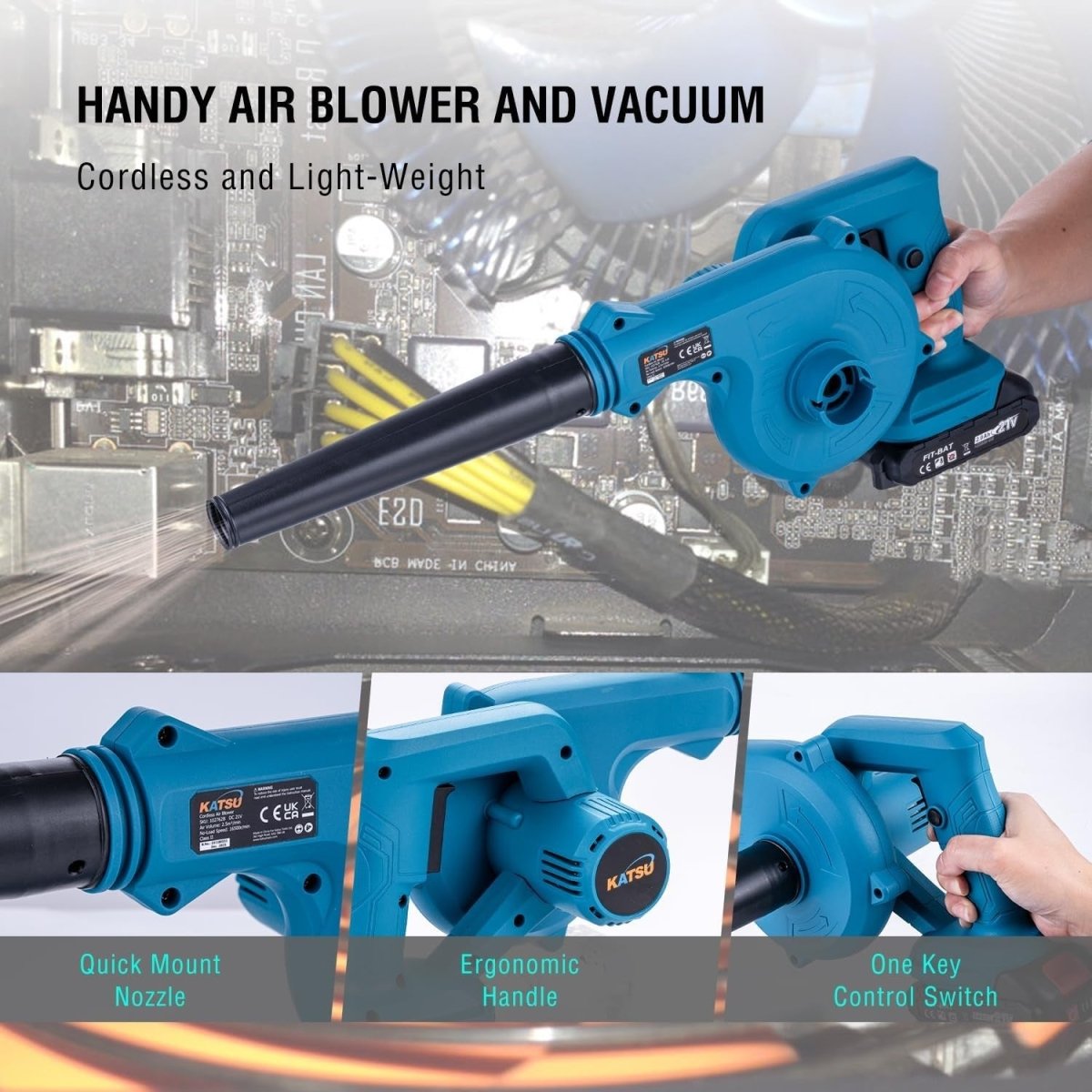 21V Cordless Leaf Blower Handheld Dust Cleaner Garden Car Corners