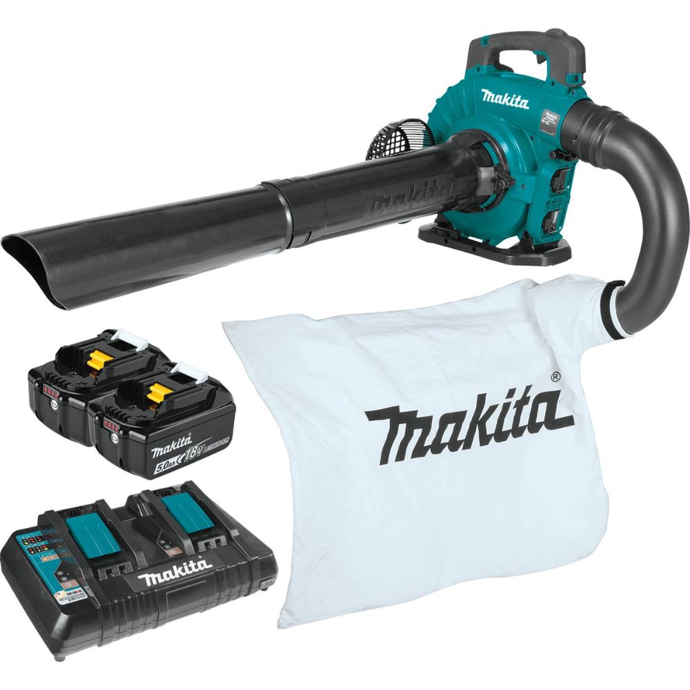 Makita XBU04PTV 36V (18V X2) LXT Brushless Blower Kit with Vacuum Attachment Kit, dual port charger (5.0Ah)