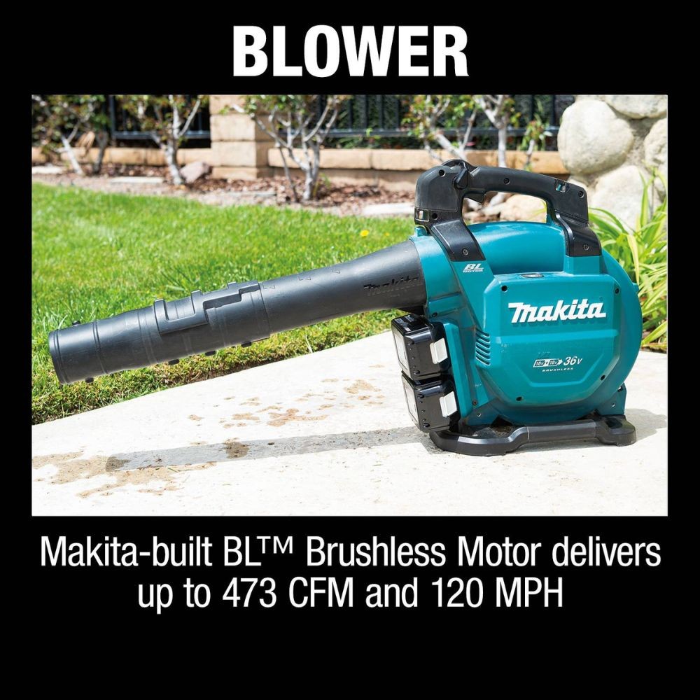 Makita XBU04PTV 36V (18V X2) LXT Brushless Blower Kit with Vacuum Attachment Kit, dual port charger (5.0Ah)