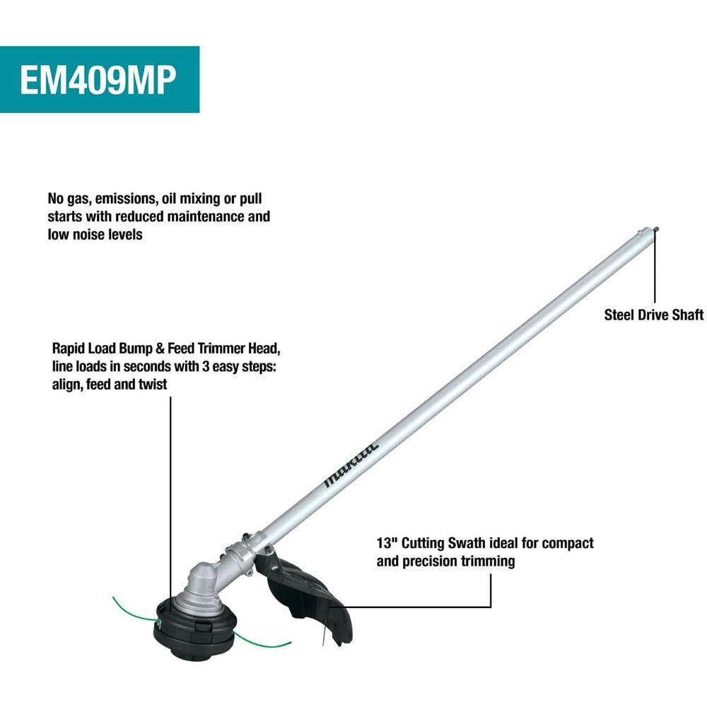 Makita XUX02SM1X6 18V LXT Brushless Couple Shaft Power Head Kit w/ String Trimmer, Pole Saw, Art. Hedge Trimmer & Blower Attachments (4.0Ah)