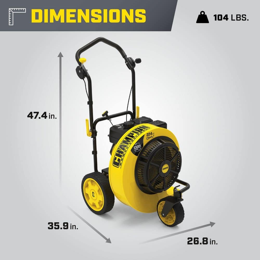 Champion Power Equipment 160 mph 224cc 1300 CFM Walk-Behind Gas Leaf Blower 201529