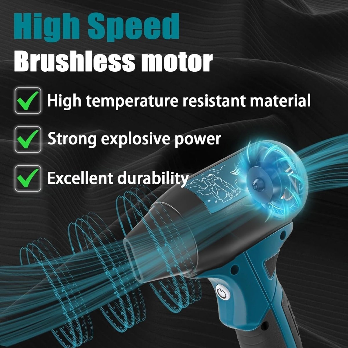 Cordless Leaf Blower 130000RPM Handheld Air Duster 4 Speed Portable Cleaner