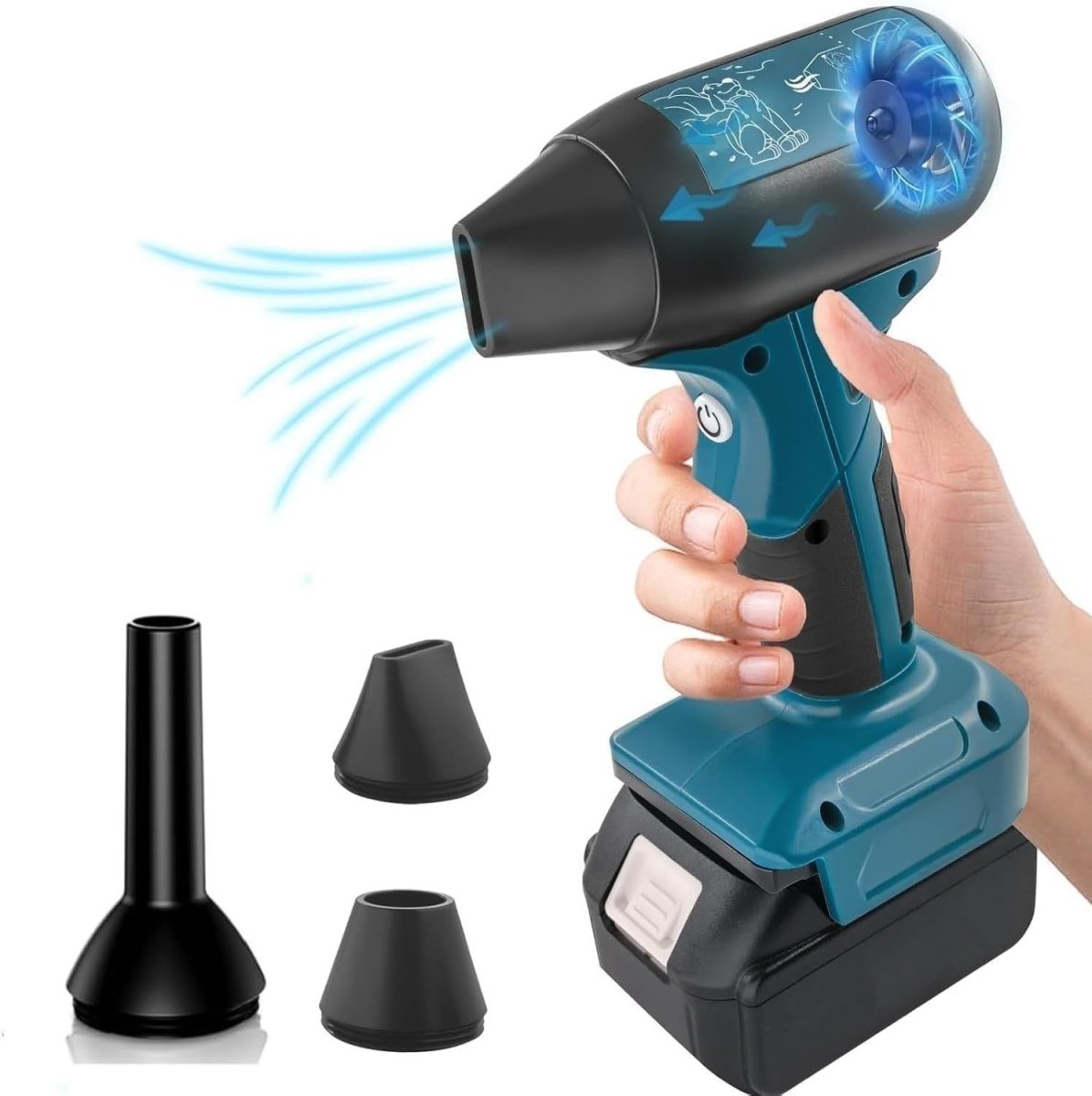 Cordless Leaf Blower 130000RPM Handheld Air Duster 4 Speed Portable Cleaner - Kwikley