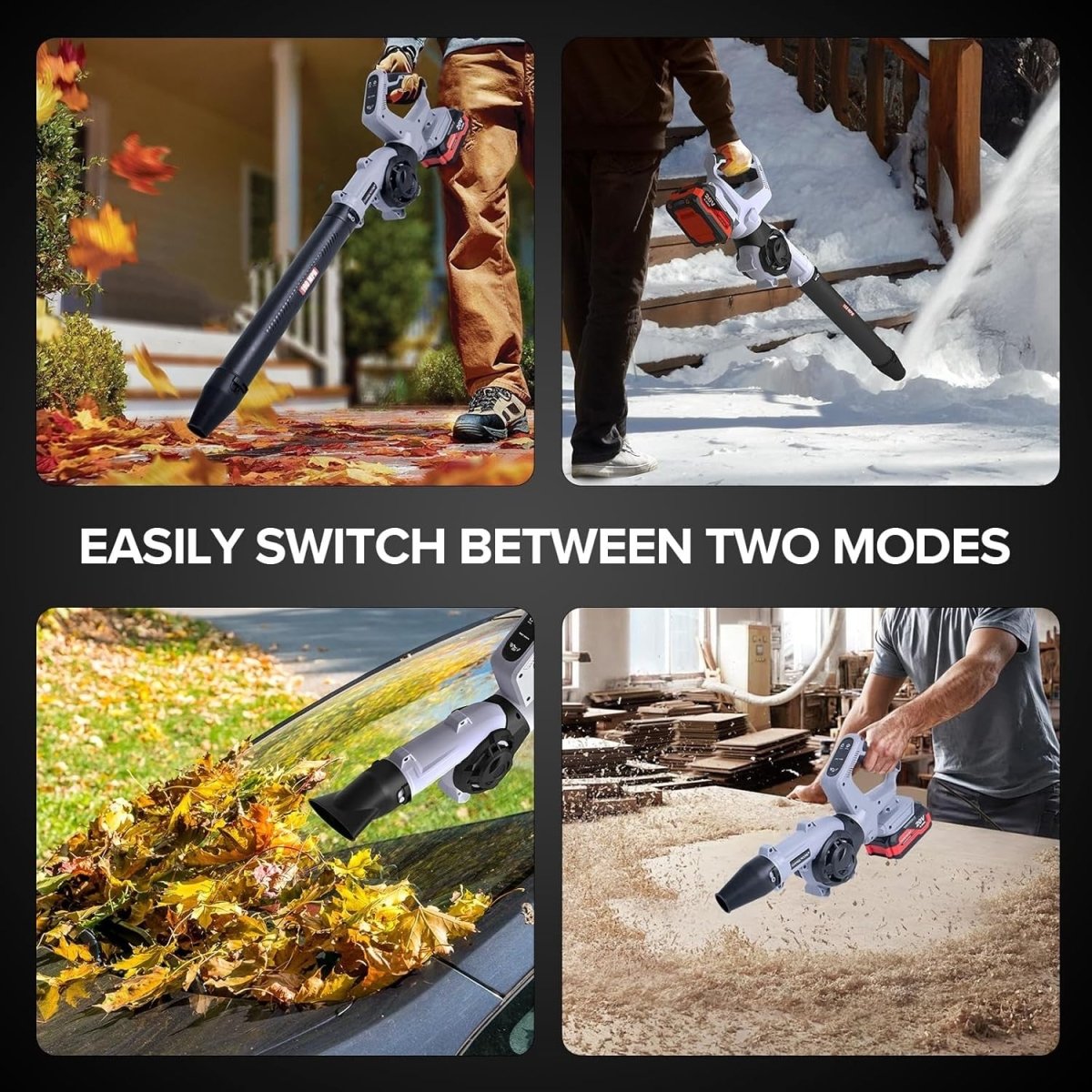 Cordless Leaf Blower 160MPH 3-Speed 21V 2 Batteries Nozzles Garden