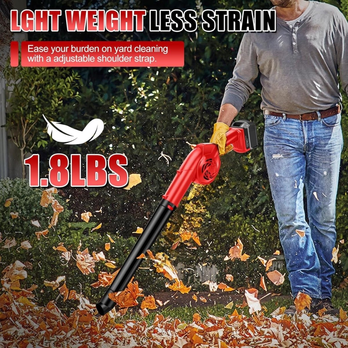 Cordless Leaf Blower 18V 3-in-1 Brushless Handheld Garden Cleaner Tool