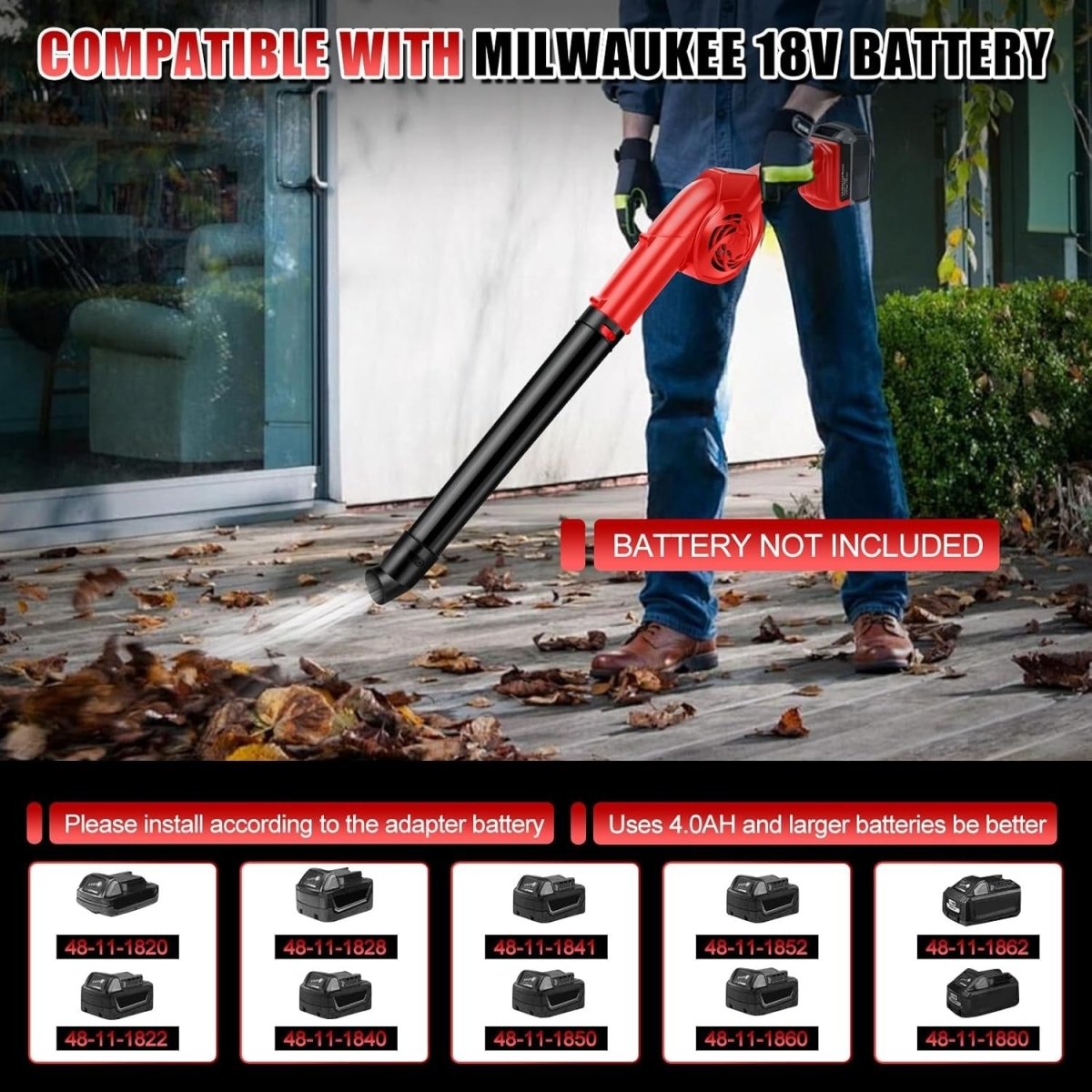 Cordless Leaf Blower 18V 3-in-1 Brushless Handheld Garden Cleaner Tool