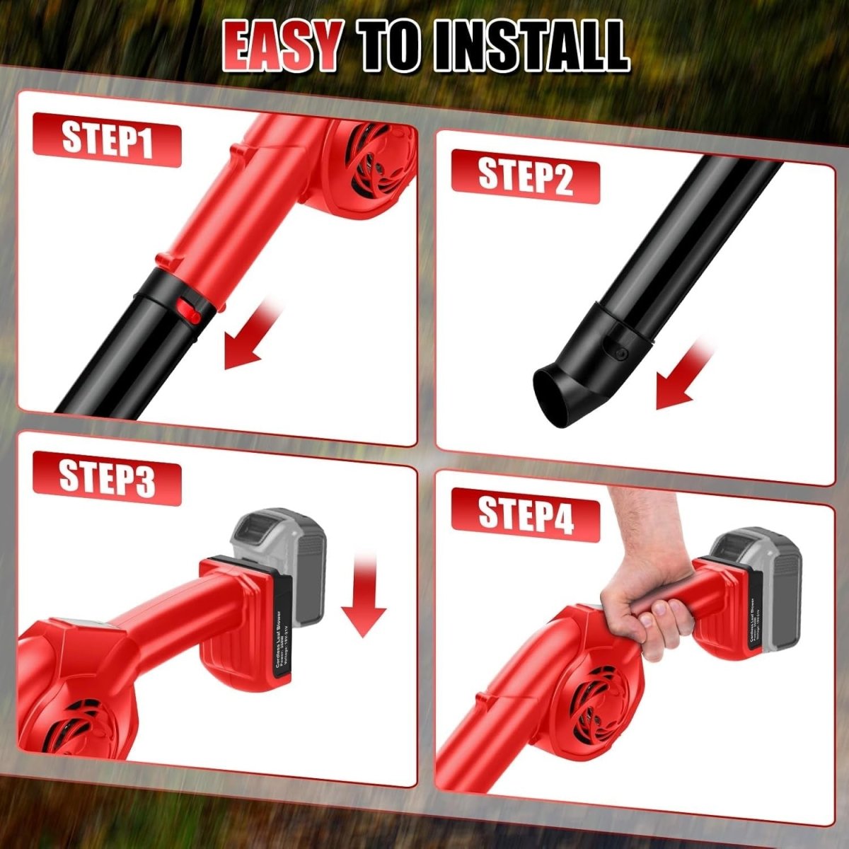 Cordless Leaf Blower 18V 3-in-1 Brushless Handheld Garden Cleaner Tool