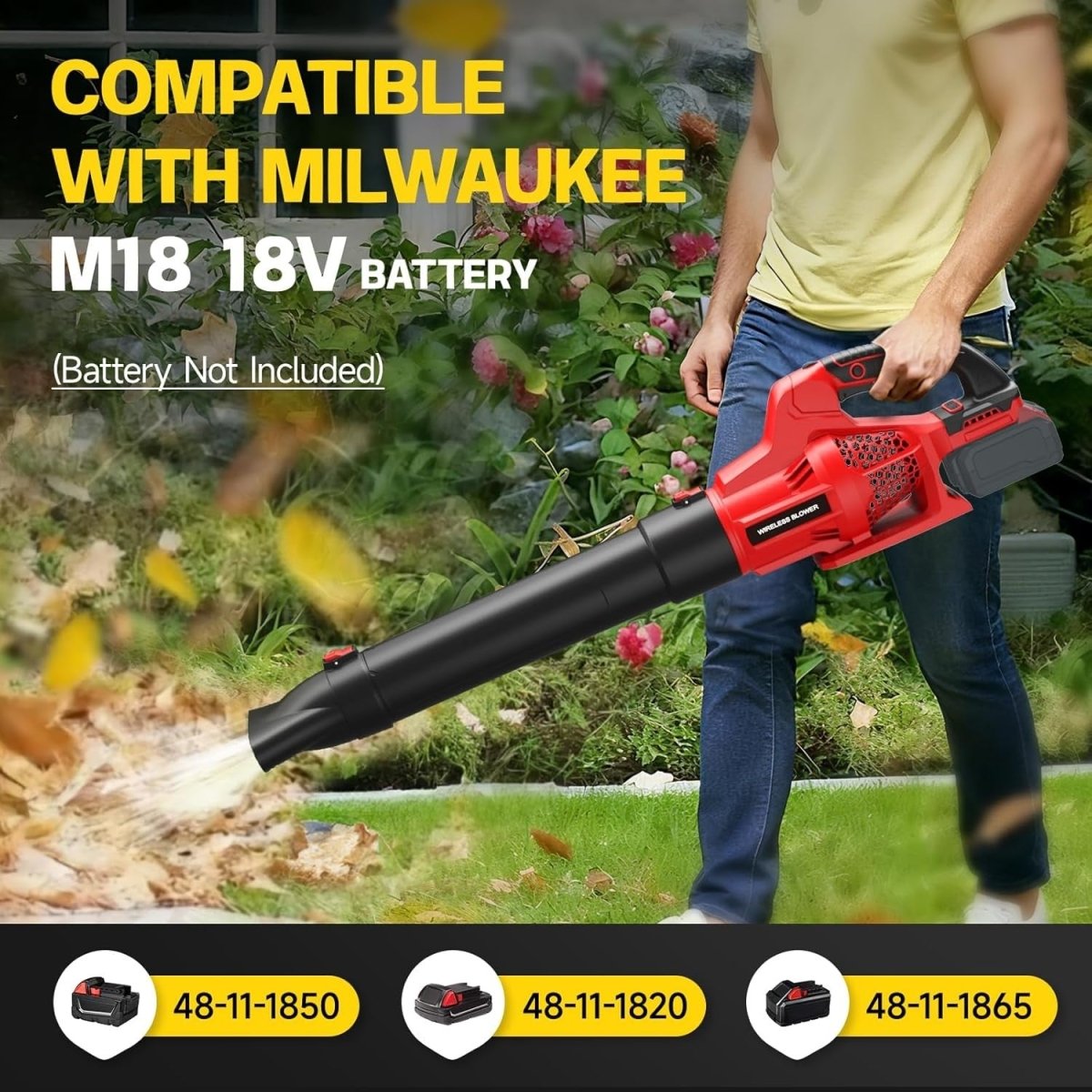 Cordless Leaf Blower 18V 500CFM 150MPH Handheld Garden Cleaner Body Only