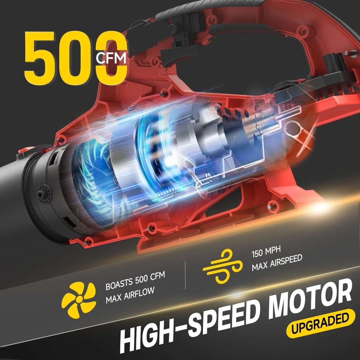 Cordless Leaf Blower 18V 500CFM 150MPH Handheld Garden Cleaner Body Only
