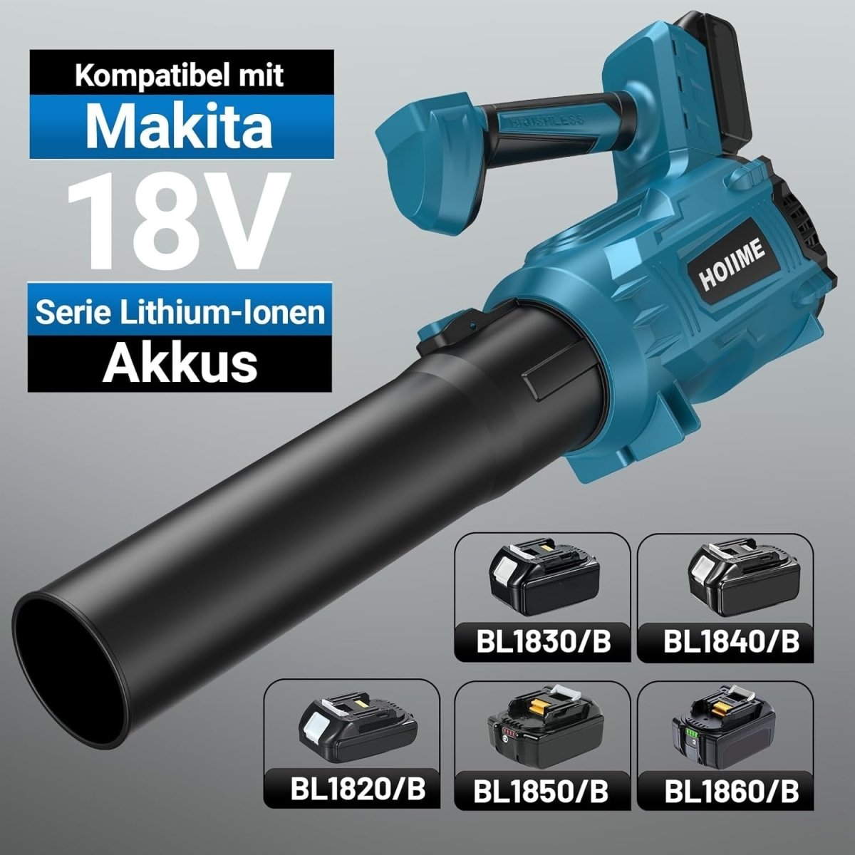 Cordless Leaf Blower 18V Turbo 6-Speed High Power Handheld Garden Cleaner
