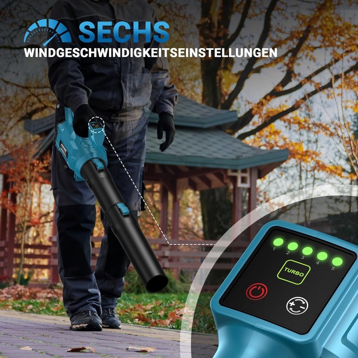 Cordless Leaf Blower 18V Turbo 6-Speed High Power Handheld Garden Cleaner