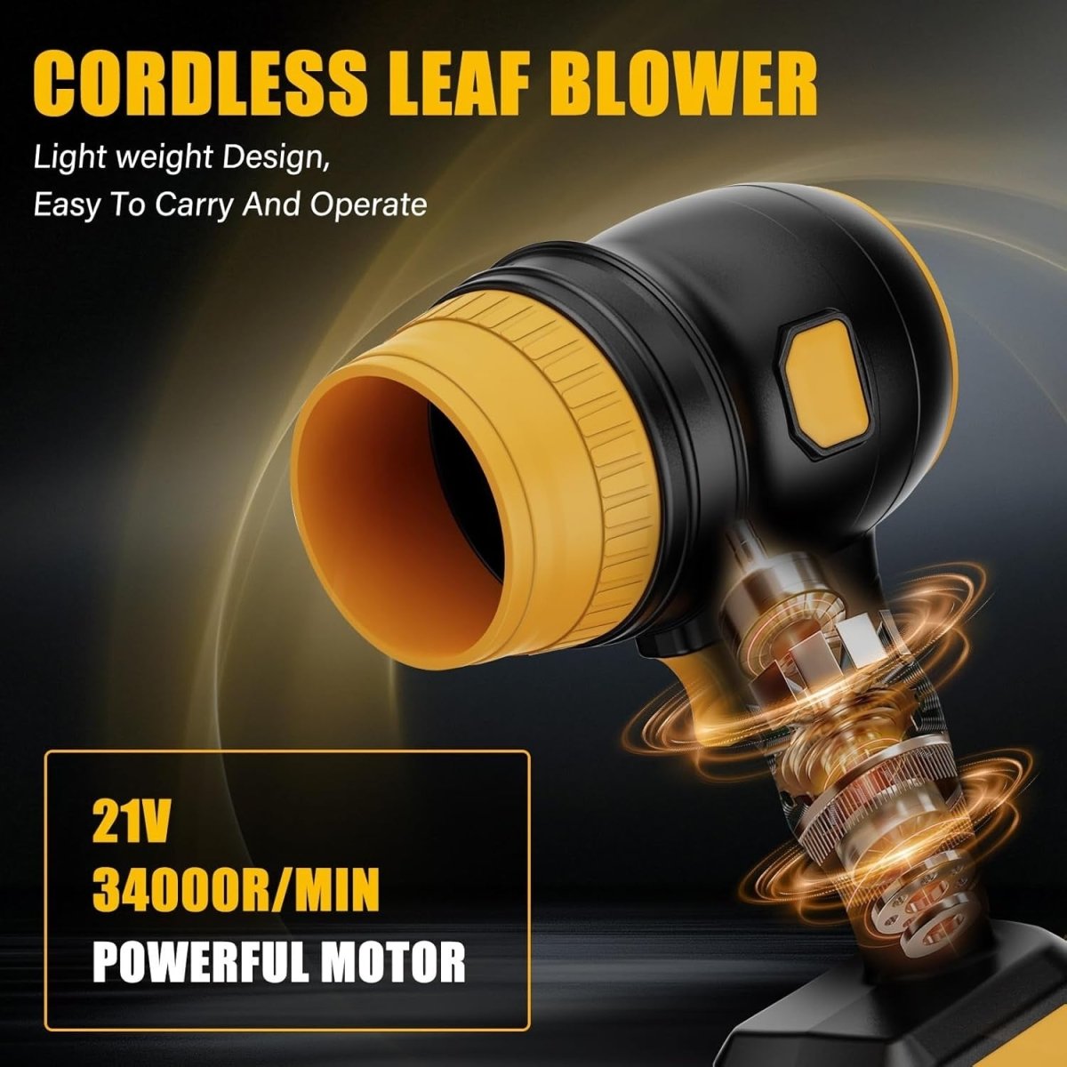 Cordless Leaf Blower 2 Batteries Brushless Turbo 34000RPM Handheld