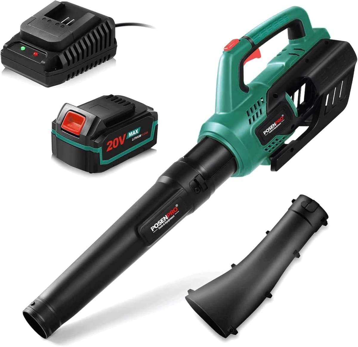 Cordless Leaf Blower 20V 4.0Ah Garden Cleaner 2 Speed High Power - Kwikley