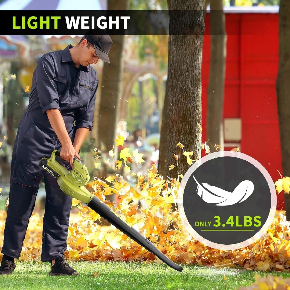 Cordless Leaf Blower 20V Batteries 3 Speed Lightweight Handheld