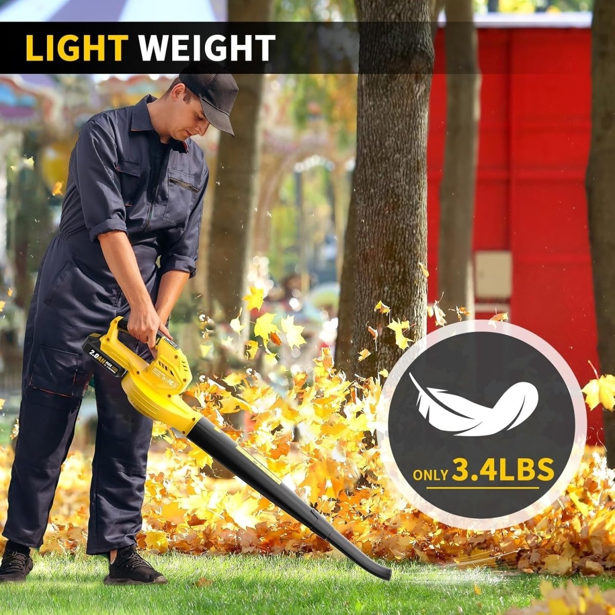 Cordless Leaf Blower 20V Dual Batteries 218CFM 3 Speed Lightweight Handheld
