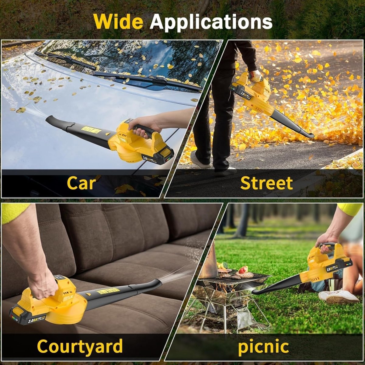 Cordless Leaf Blower 20V Dual Batteries 218CFM 3 Speed Lightweight Handheld