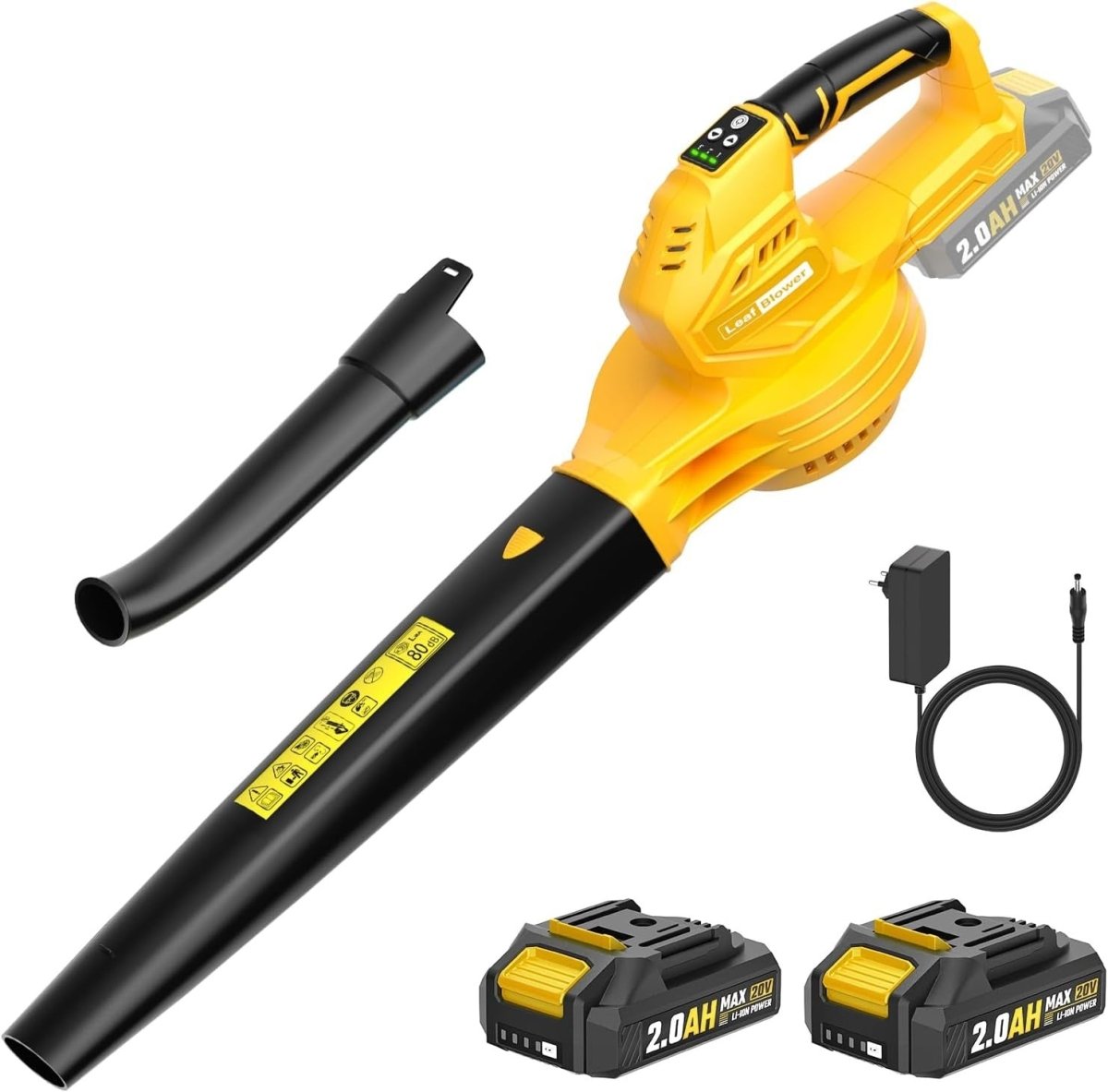 Cordless Leaf Blower 20V Dual Batteries 218CFM 3 Speed Lightweight Handheld - Kwikley
