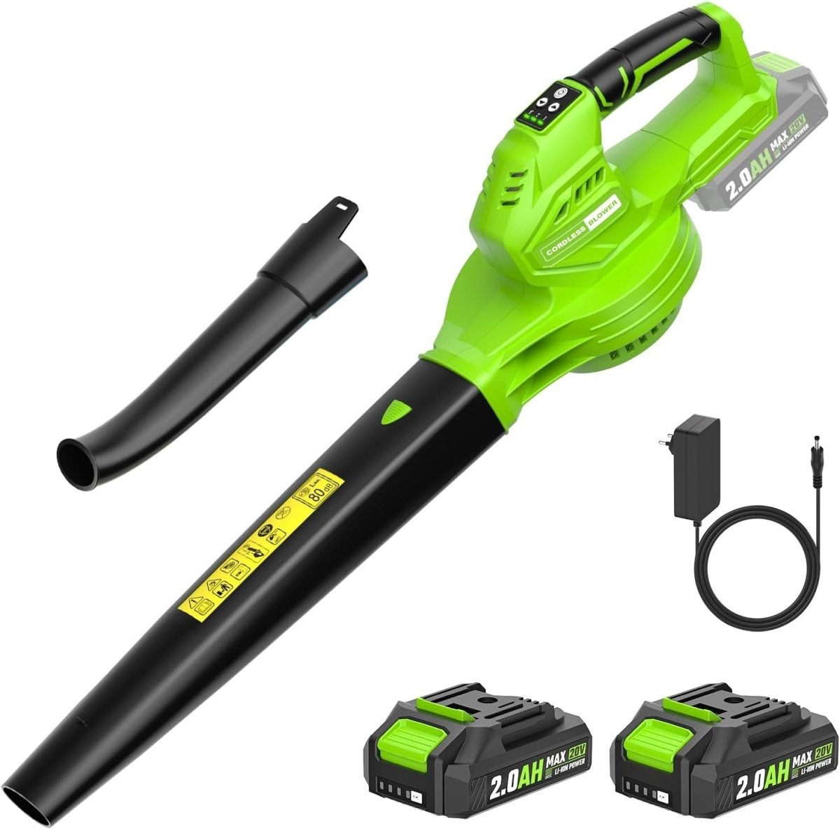 Cordless Leaf Blower 20V Dual Batteries 3 Speed Lightweight Handheld - Kwikley
