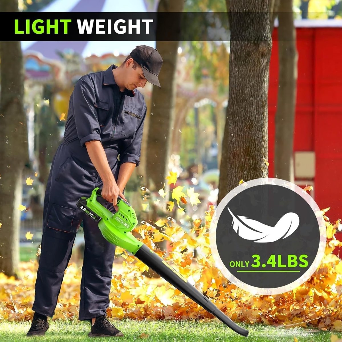 Cordless Leaf Blower 20V Dual Batteries 3 Speed Lightweight Handheld
