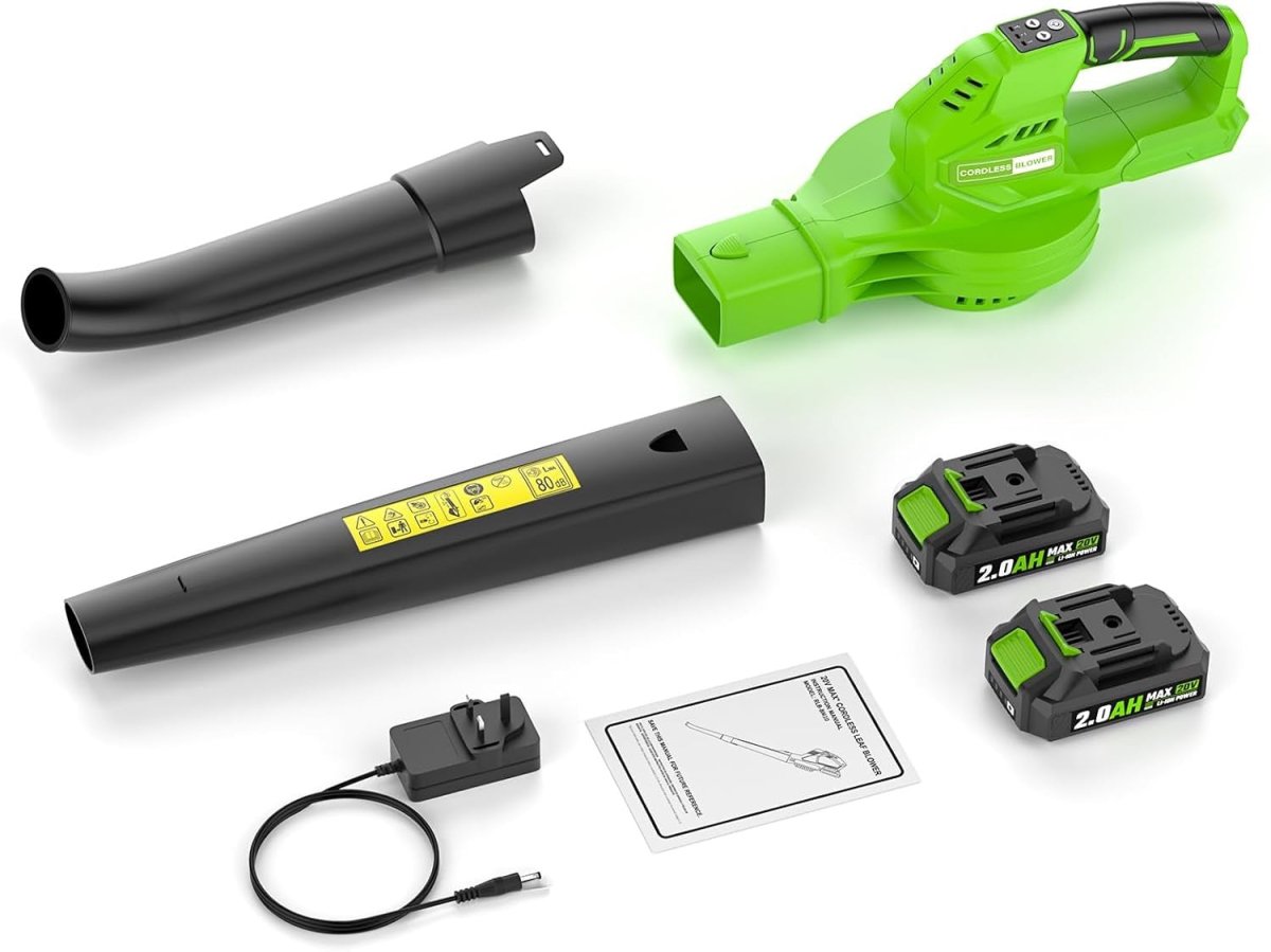 Cordless Leaf Blower 20V Dual Batteries 3 Speed Lightweight Handheld