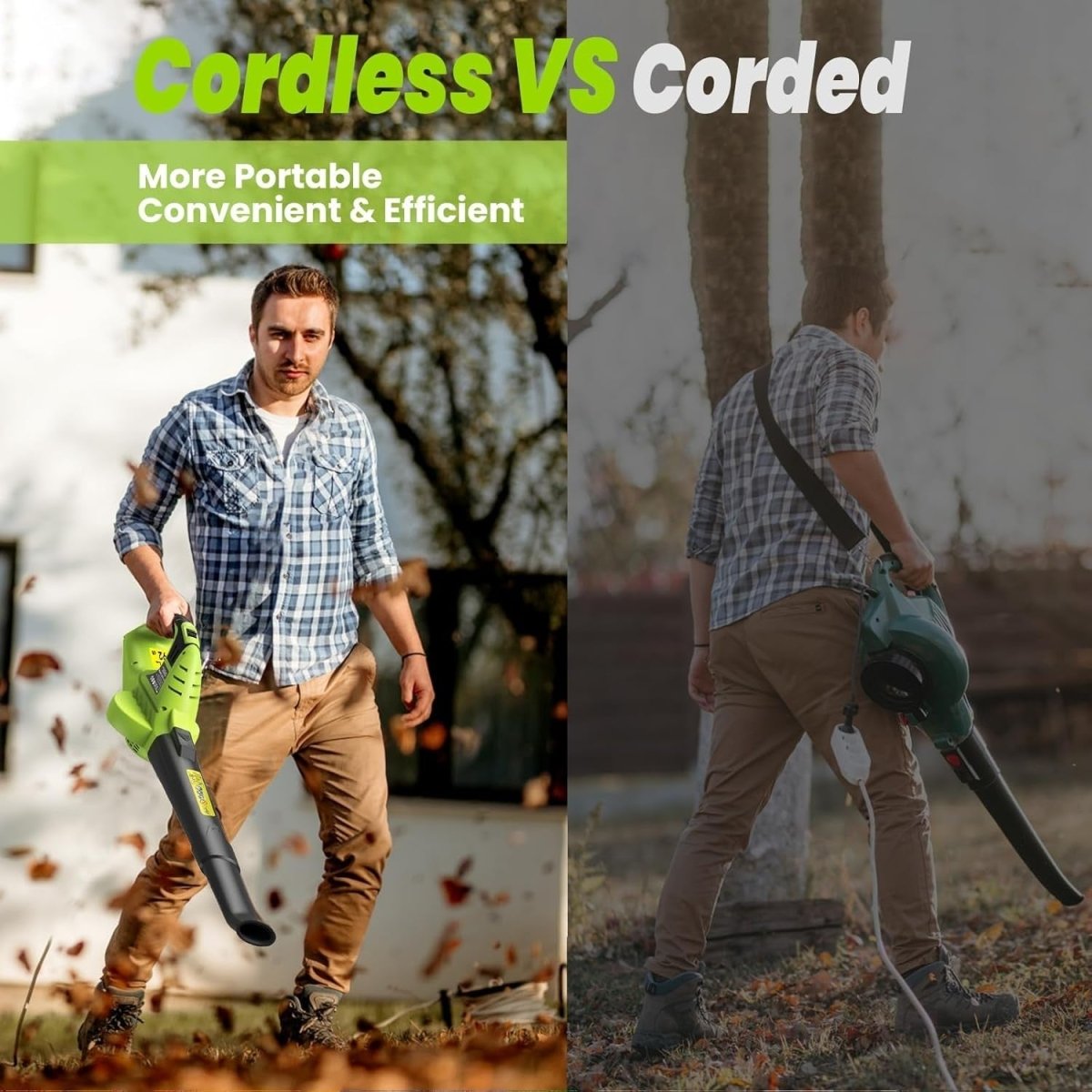 Cordless Leaf Blower 20V Dual Battery Lightweight Electric Garden Cleaner