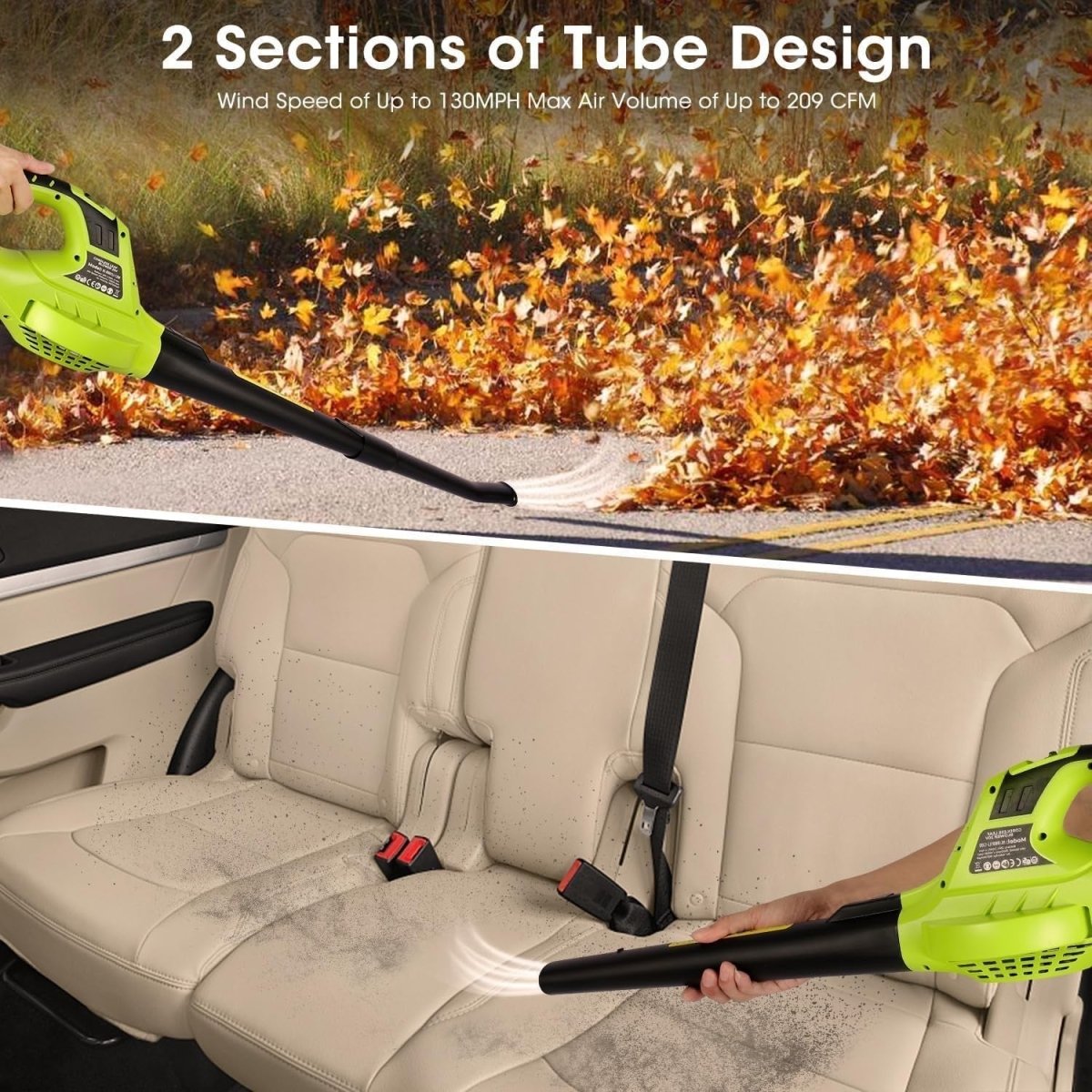 Cordless Leaf Blower 20V Lightweight Electric Garden Cleaner 2 Speed Kit