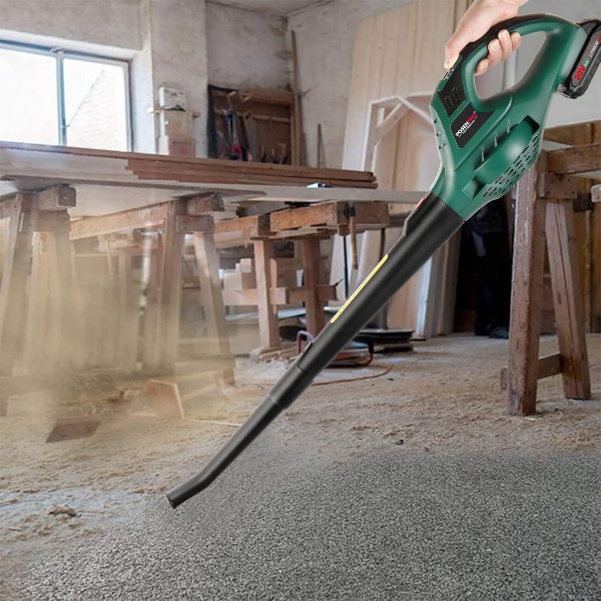 Cordless Leaf Blower 20V Lightweight Garden Cleaner 2 Speed with Battery