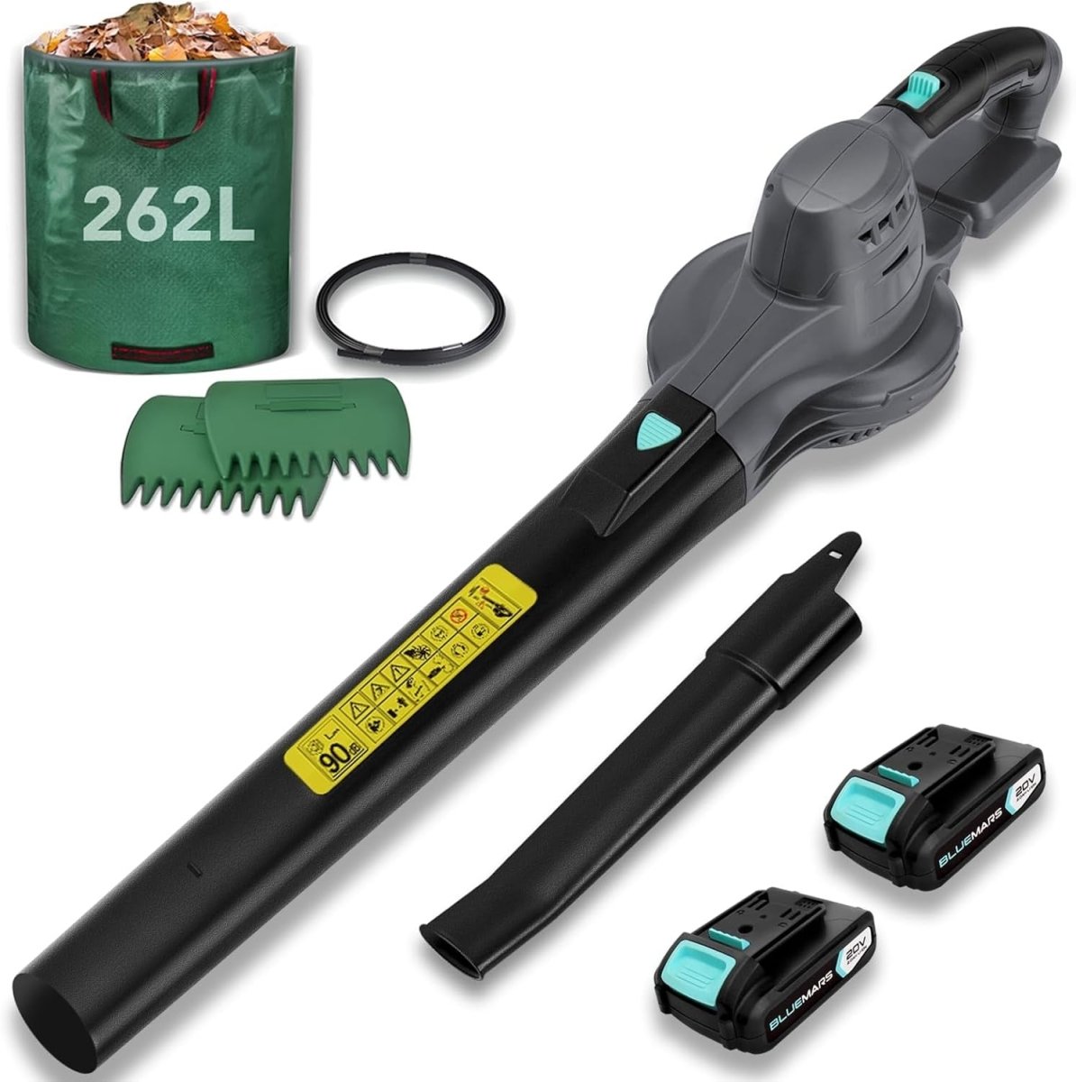 Cordless Leaf Blower 20V Lightweight Garden Patio Driveway Kit Dual Battery - Kwikley