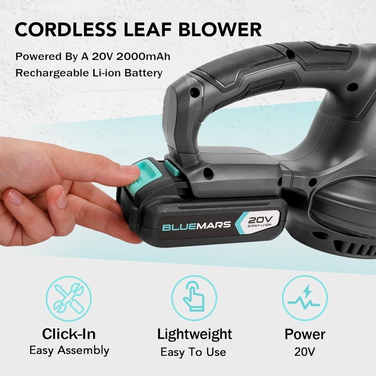 Cordless Leaf Blower 20V Lightweight Garden Patio Driveway Kit Dual Battery