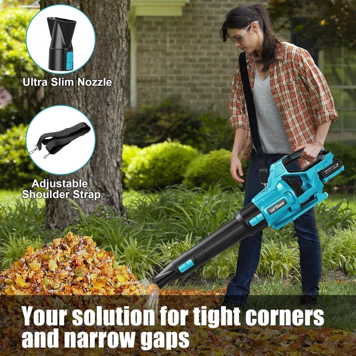 Cordless Leaf Blower 21V 4000mAh Battery 3 Speed Garden Lawn Cleaner
