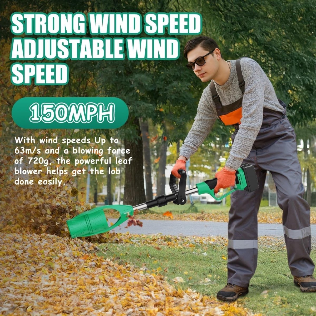 Cordless Leaf Blower 21V 4000mAh Collapsible 520CFM 180MPH