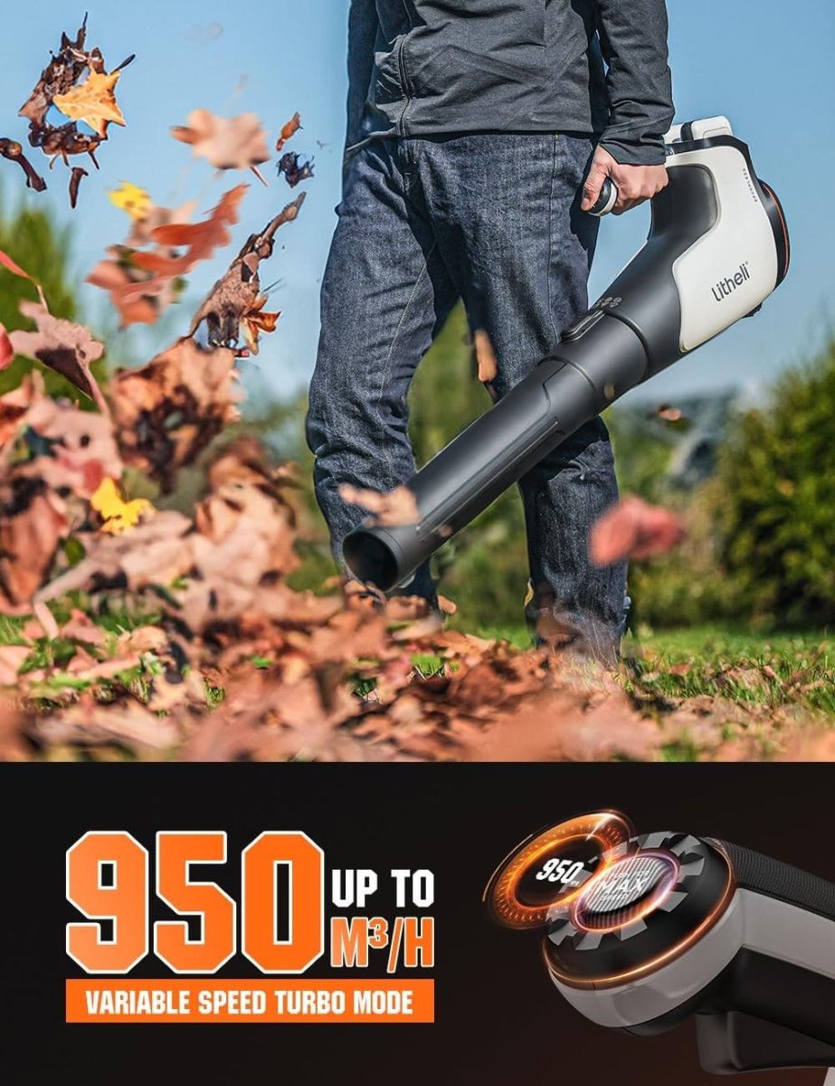 Cordless Leaf Blower 40V Brushless Turbo High Power Dual Battery Garden