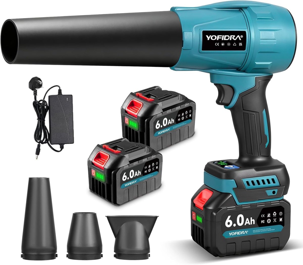 Cordless Leaf Blower Brushless 33000RPM 3 Speed 2 Batteries - Kwikley