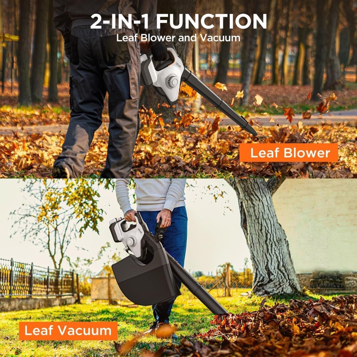 Cordless Leaf Blower Vacuum 2-in-1 High Power 78m/s 45L Bag Dual Battery