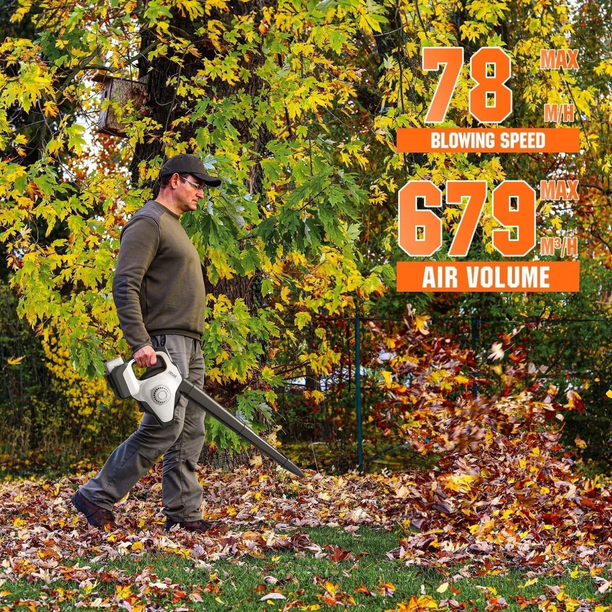 Cordless Leaf Blower Vacuum 2-in-1 High Power 78m/s 45L Bag Dual Battery