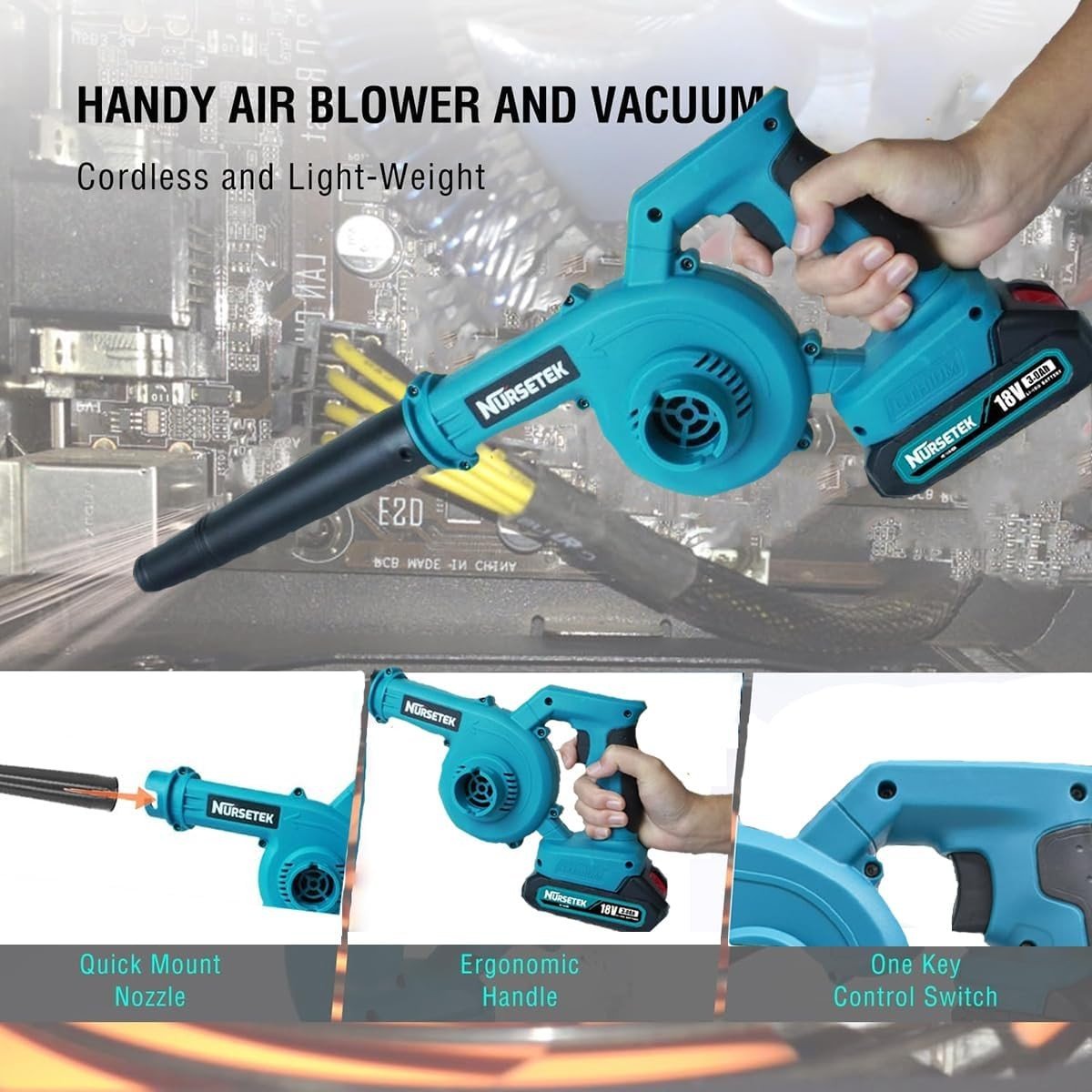 Cordless Leaf Blower Vacuum 2-in-1 with 2 Batteries Lightweight Garden Cleaner