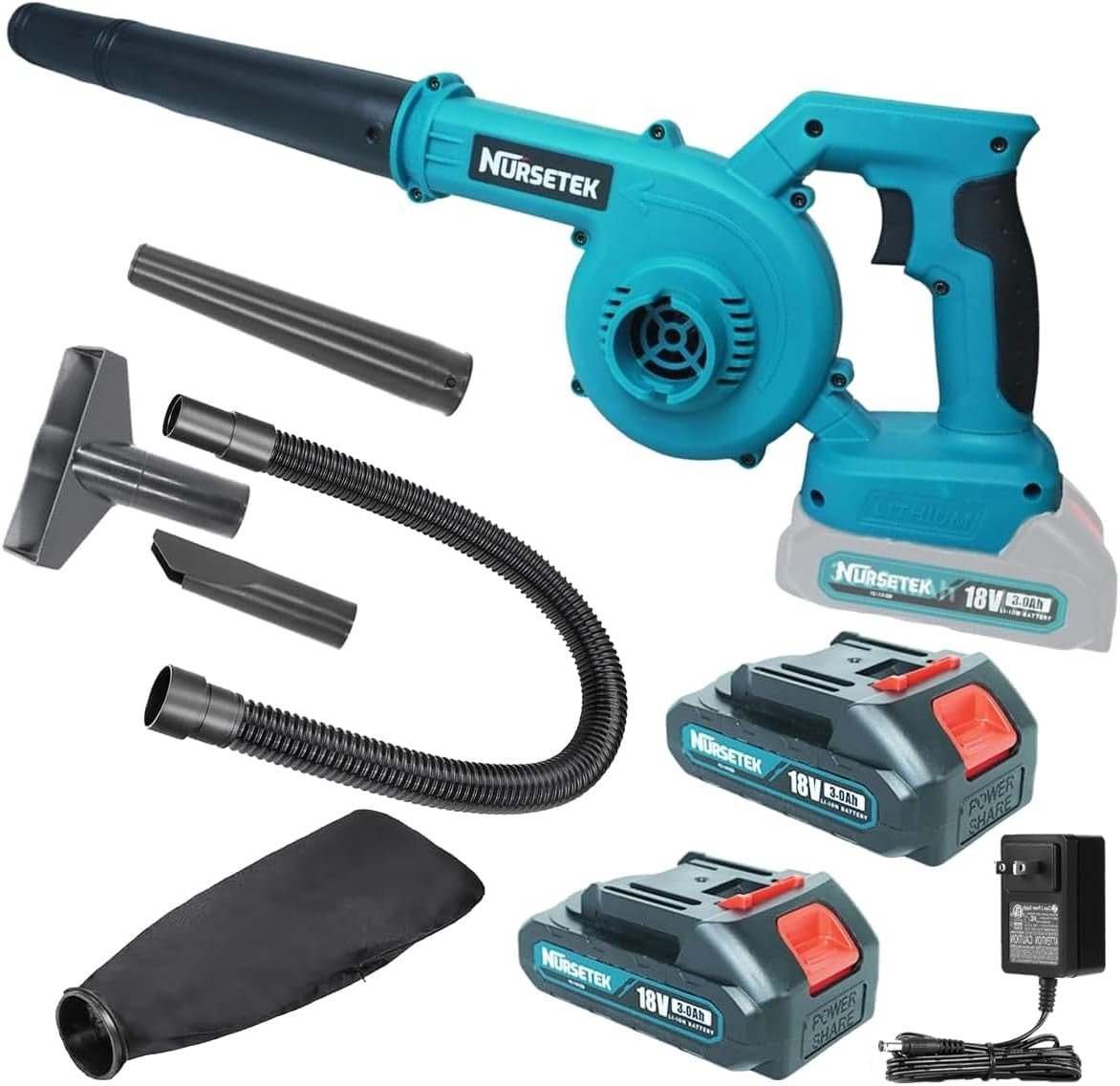 Cordless Leaf Blower Vacuum 2 - in - 1 with 2 Batteries Lightweight Garden Cleaner - Kwikley