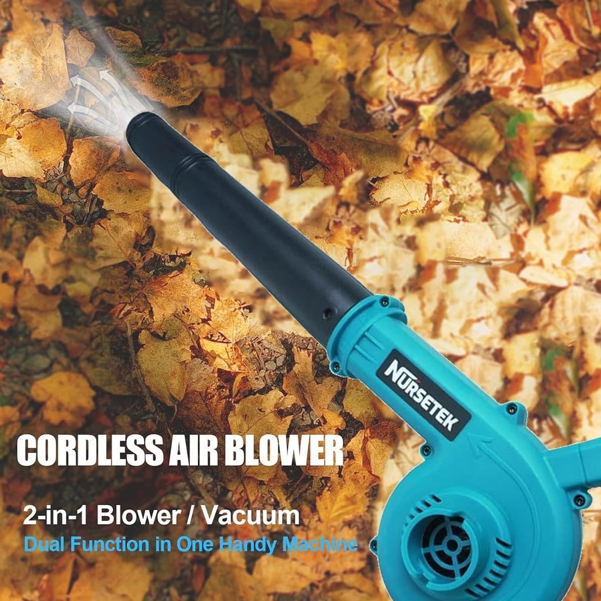 Cordless Leaf Blower Vacuum 2-in-1 with 2 Batteries Lightweight Garden Cleaner