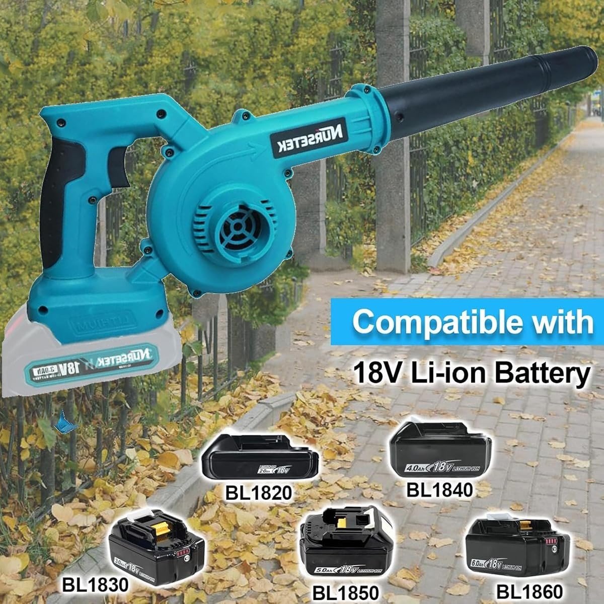 Cordless Leaf Blower Vacuum 2-in-1 with 2 Batteries Lightweight Garden Cleaner