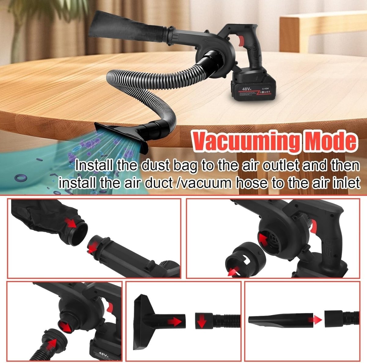 Cordless Leaf Blower Vacuum Mini Handheld Car Garden Air Cleaner