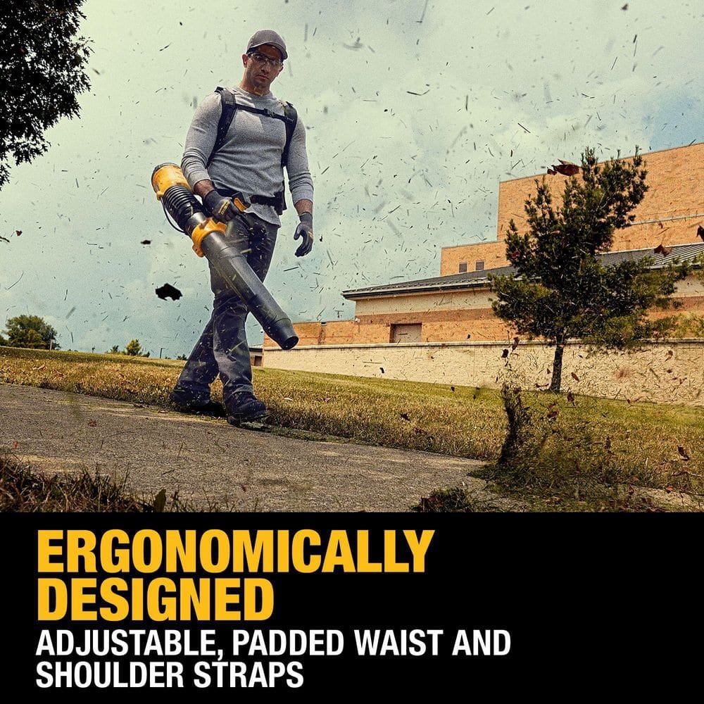 DEWALT FLEXVOLT 60V MAX 855 CFM 160 MPH Cordless Battery Powered Backpack Blower with (2) 5.0 Ah Batteries and Chargers DCBL570Z2
