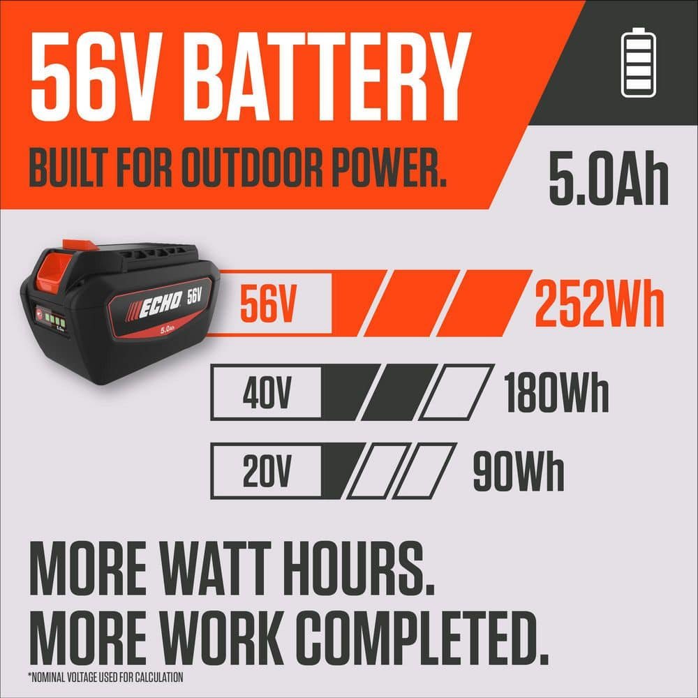 ECHO 56V 195 MPH 795 CFM Cordless Battery Backpack Blower w/Tube Throttle and (2) 5.0Ah Batteries and Dual Port Charger DPB-5800TD2-2