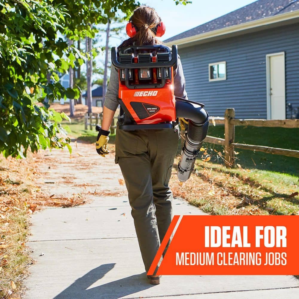 ECHO 56V 195 MPH 795 CFM Cordless Battery Backpack Blower w/Tube Throttle and (2) 5.0Ah Batteries and Dual Port Charger DPB-5800TD2-2