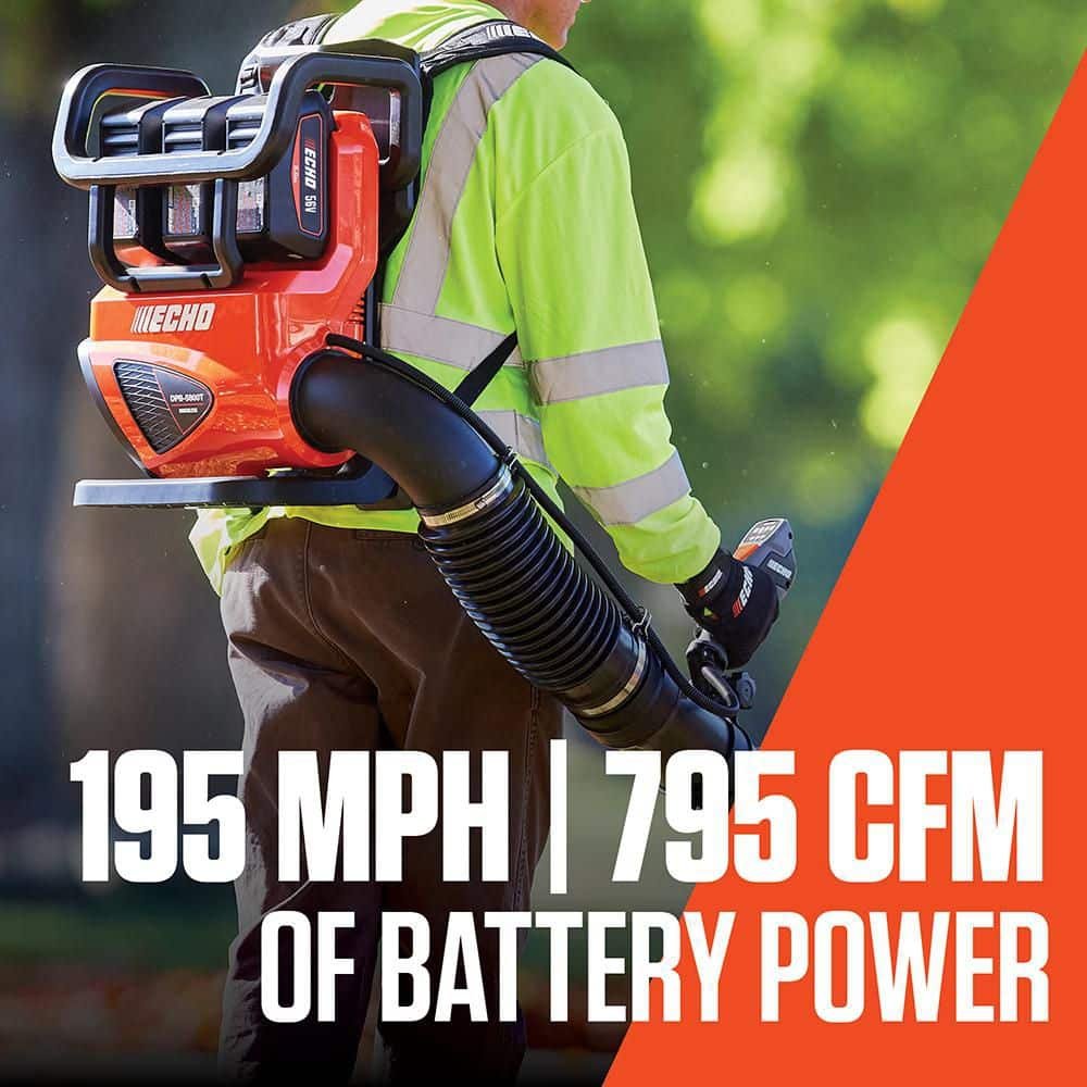 ECHO 56V 195 MPH 795 CFM Cordless Battery Backpack Blower w/Tube Throttle and (2) 5.0Ah Batteries and Dual Port Charger DPB-5800TD2-2