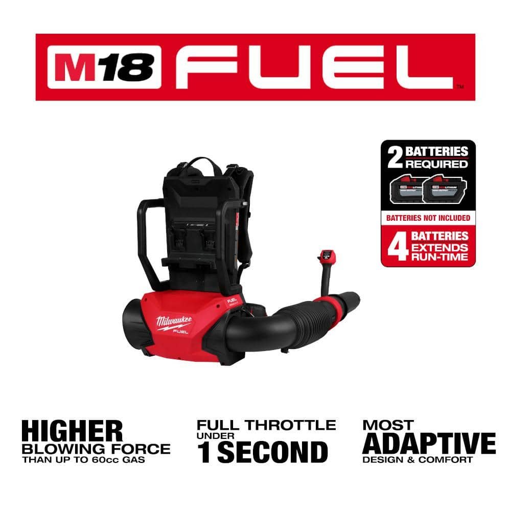 Milwaukee M18 FUEL 155 MPH 650 CFM 18V Brushless Cordless Battery Backpack Blower w/ (4) 12.0 Ah FORGE Batteries, PACKOUT Charger 3009-22HD-48-59-1842F