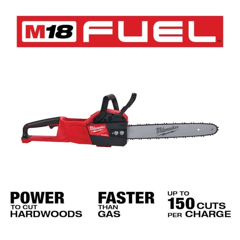 Milwaukee M18 FUEL 120 MPH 500 CFM 18V Brushless Cordless Battery Powered Blower Kit w/ 16 in. Chainsaw, 12.0 Ah Battery, Charger 3017-21HD-2727-20