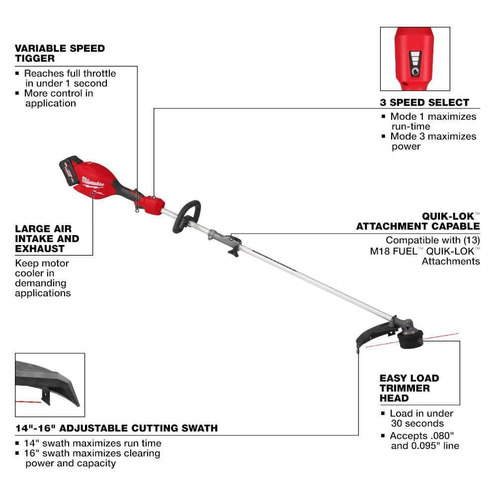 Milwaukee M18 FUEL 120 MPH 500 CFM 18V Brushless Cordless Battery Powered Blower Kit w/ String Trimmer, (2) Batteries, (2) Charger 3017-21HD-3016-21ST
