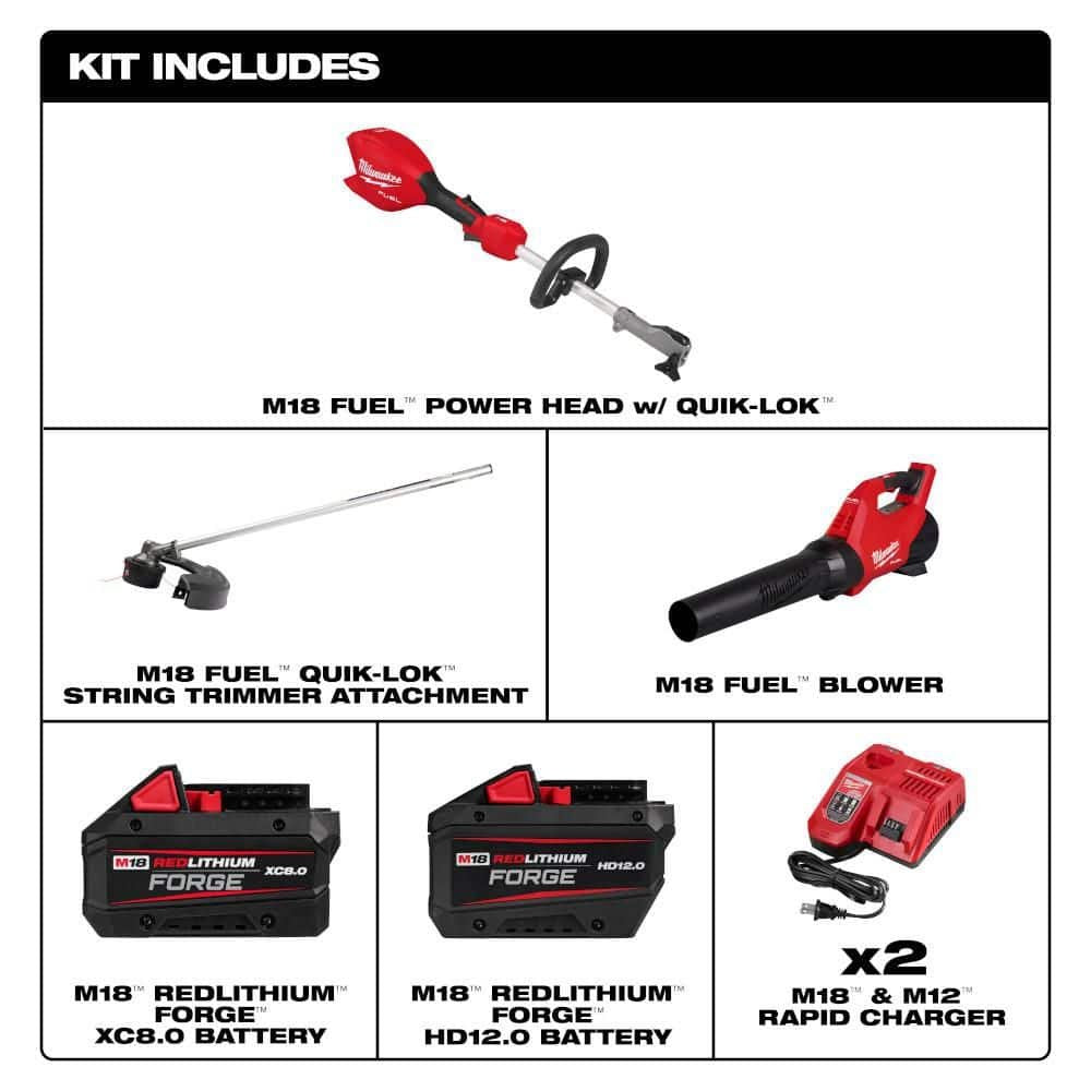 Milwaukee M18 FUEL 120 MPH 500 CFM 18V Brushless Cordless Battery Powered Blower Kit w/ String Trimmer, (2) Batteries, (2) Charger 3017-21HD-3016-21ST