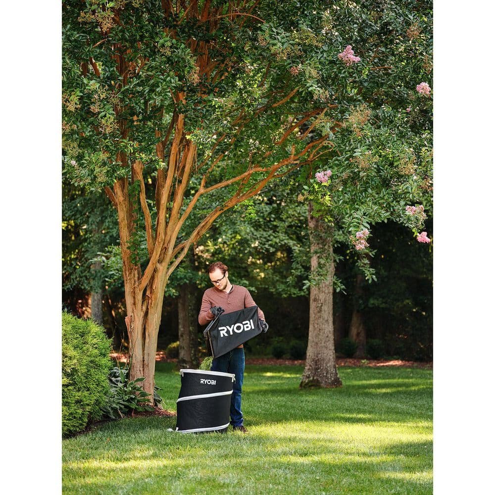 RYOBI 40V HP Brushless 850 CFM Whisper Series Blower with (2) 8.0 Ah Batteries, Rapid Charger and Lawn and Leaf Bag RY40HPLB02K-AC04313