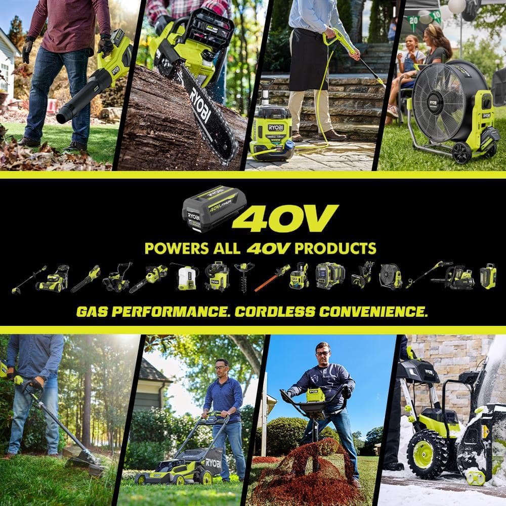 RYOBI 40V HP Brushless 850 CFM Whisper Series Blower with (2) 8.0 Ah Batteries, Rapid Charger and Lawn and Leaf Bag RY40HPLB02K-AC04313